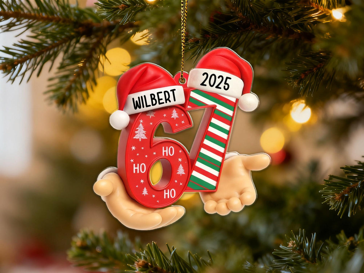 Custom Name 6 7 Meme Acrylic Christmas Tree Ornament
