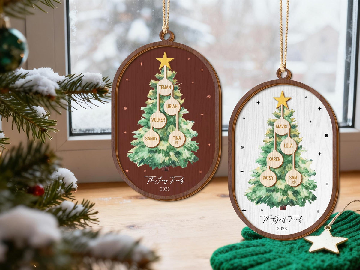 Personalized 3D Layered Family Names Christmas Ornament