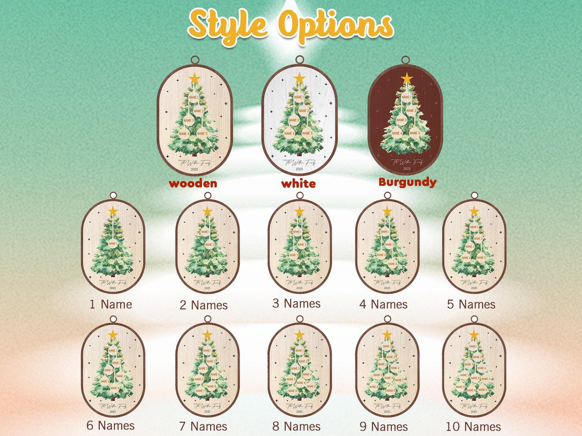 Personalized 3D Layered Family Names Christmas Ornament