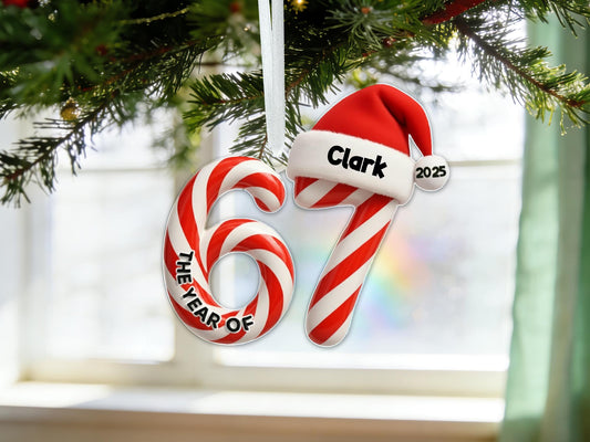 Personalized Santa "Six Seven 67" Acrylic Ornament