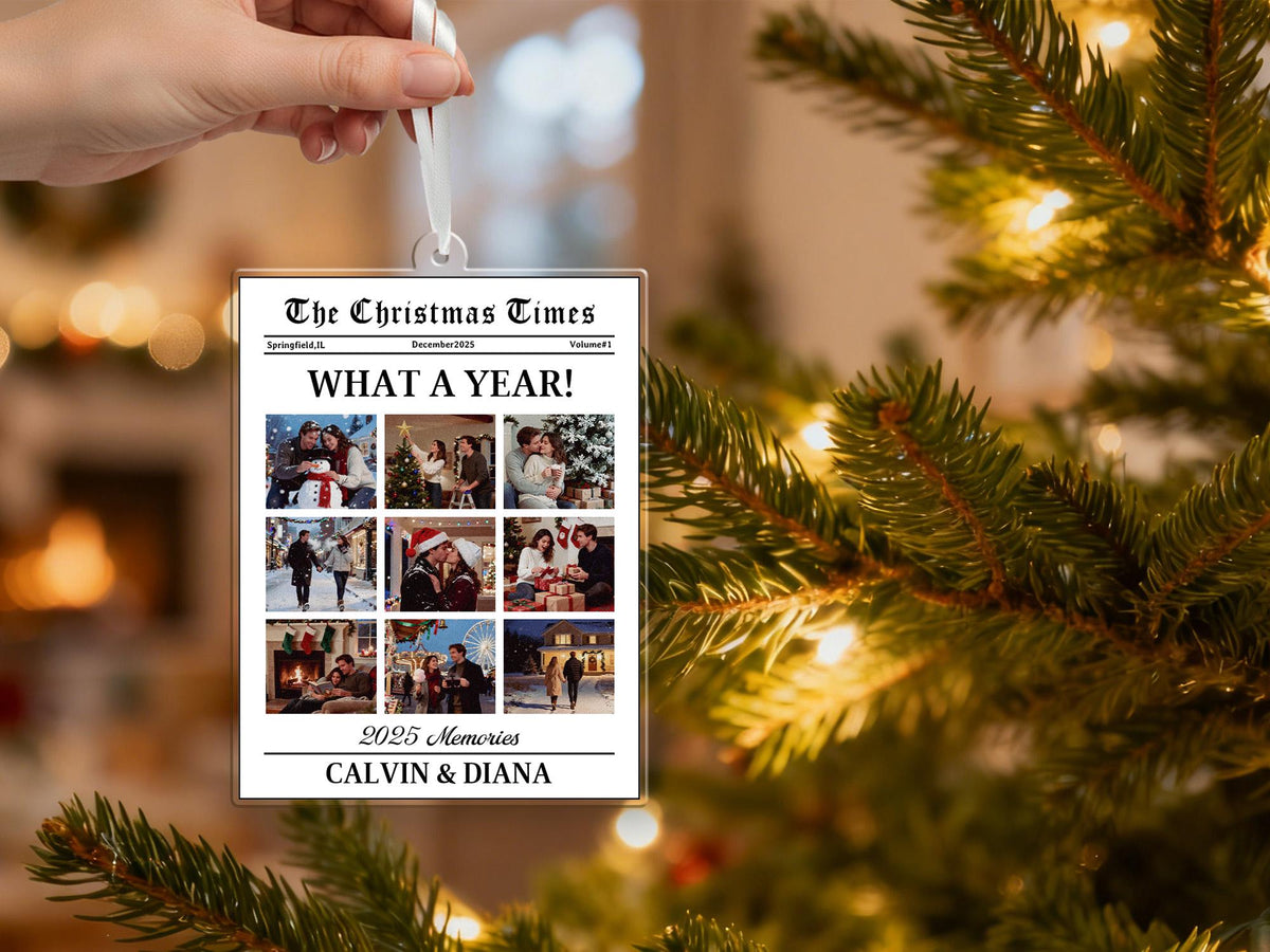 Personalized "What A Year" Newspaper 2025 Acrylic Ornament