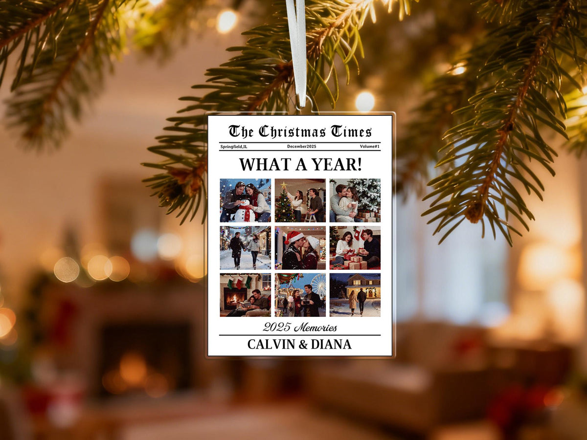 Personalized 2025 "Year In Review" Newspaper Ornament