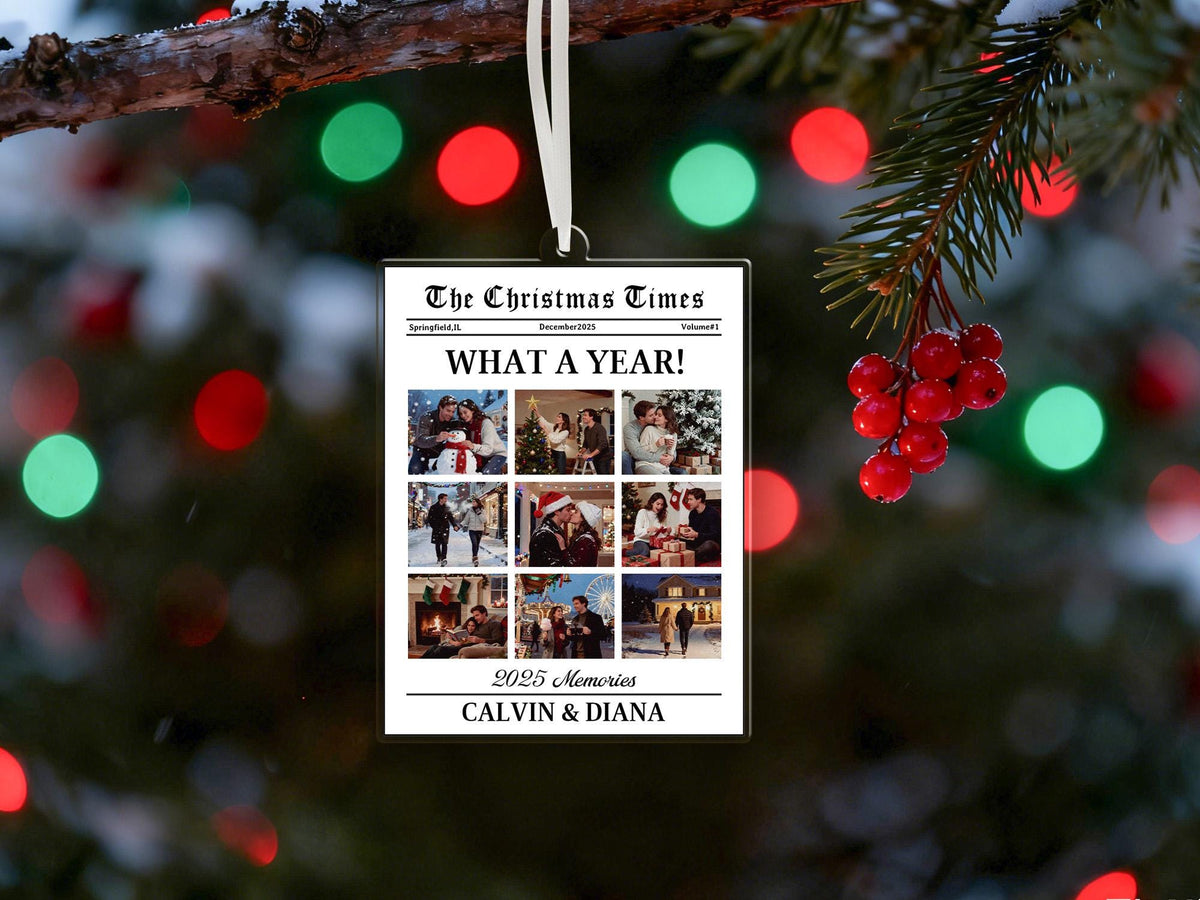 Personalized "What A Year" Newspaper 2025 Acrylic Ornament
