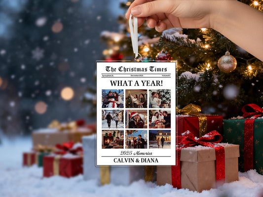 Personalized "What A Year" Newspaper 2025 Acrylic Ornament