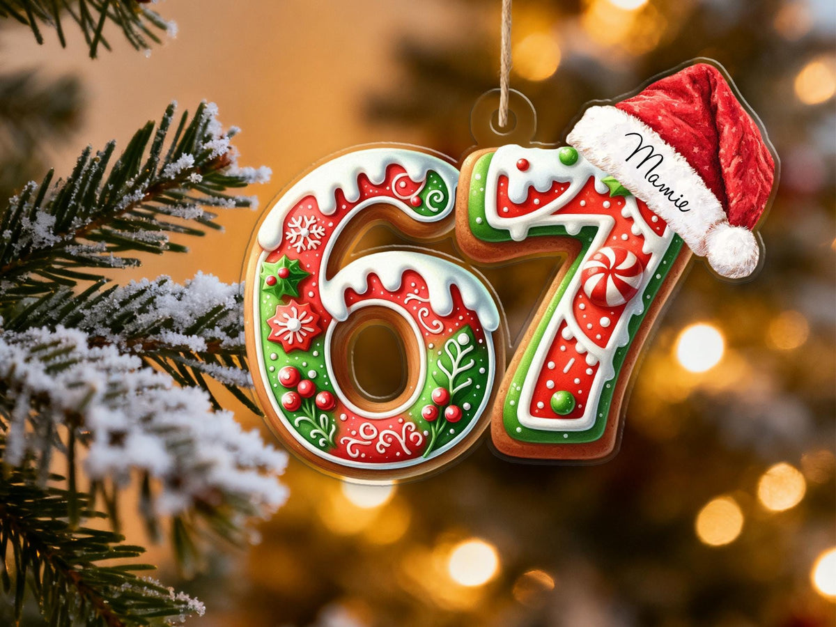 Custom Name Six Seven 67 Slang Holiday Tree Ornament