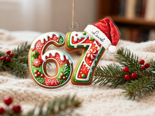 Personalized 67 Six Seven Meme Acrylic Christmas Ornament