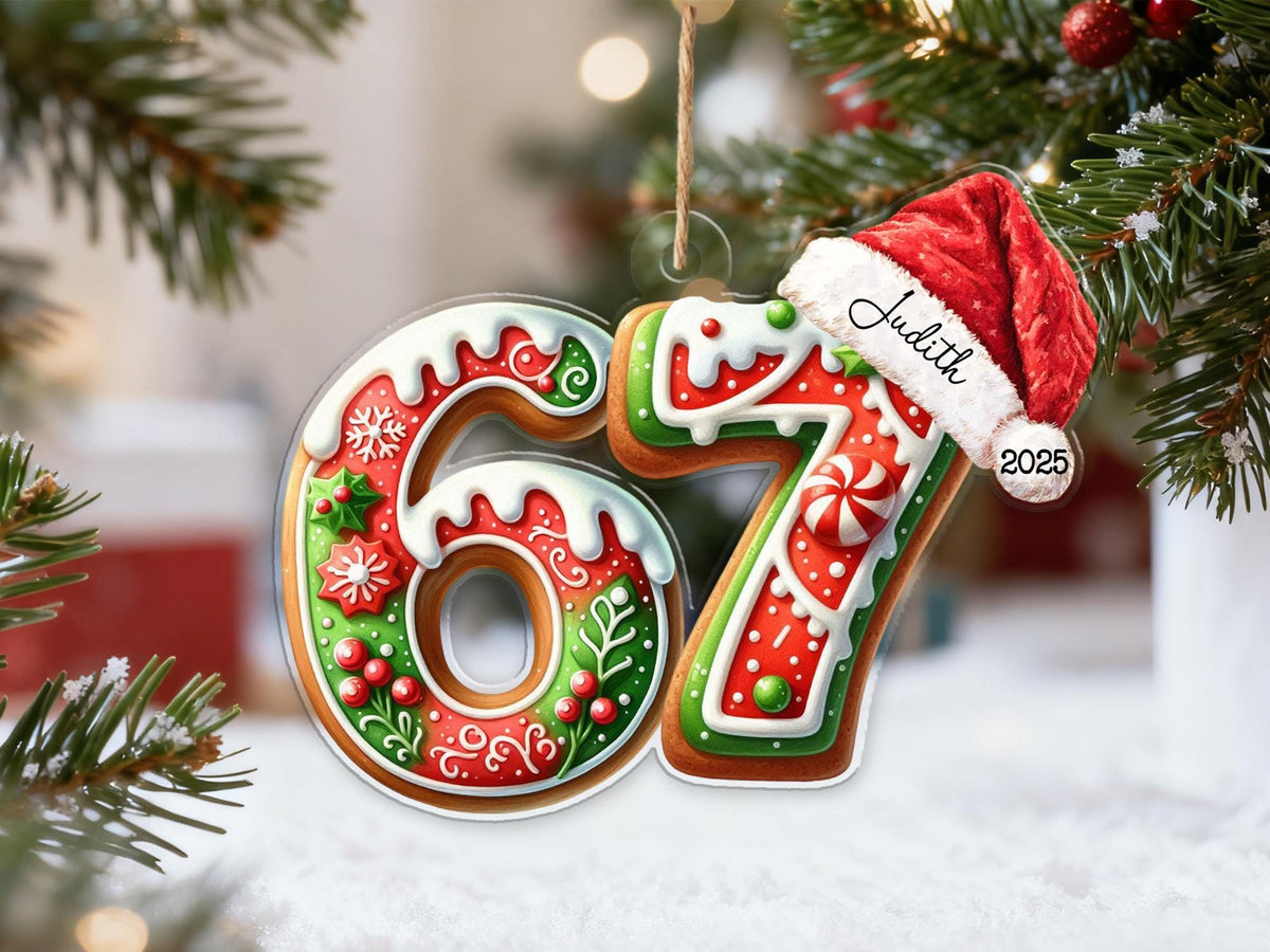 Custom Name Six Seven 67 Slang Holiday Tree Ornament