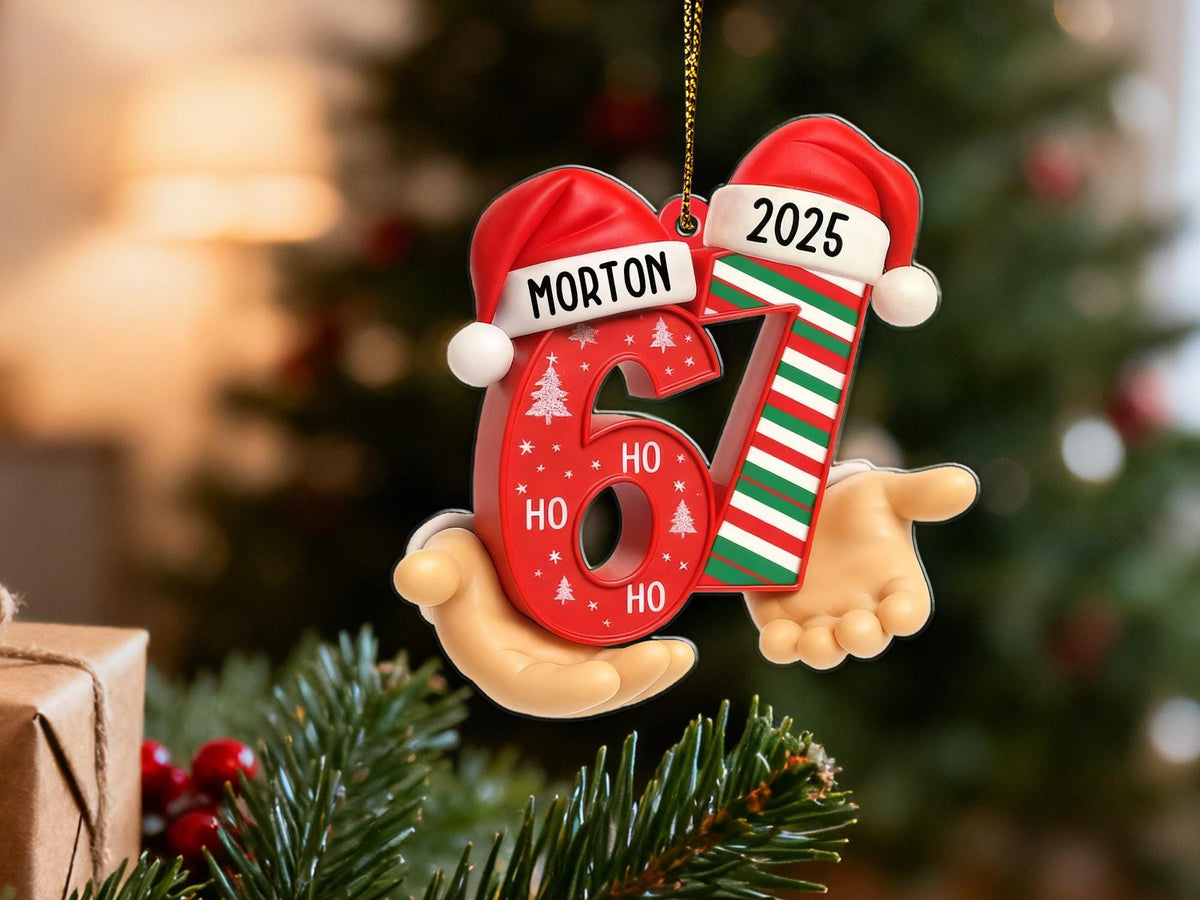 Personalized Six Seven 67 Gen Alpha Meme Tree Ornament