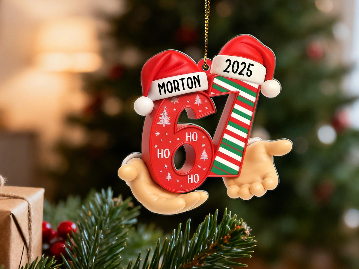 Custom Name 6 7 Meme Acrylic Christmas Tree Ornament