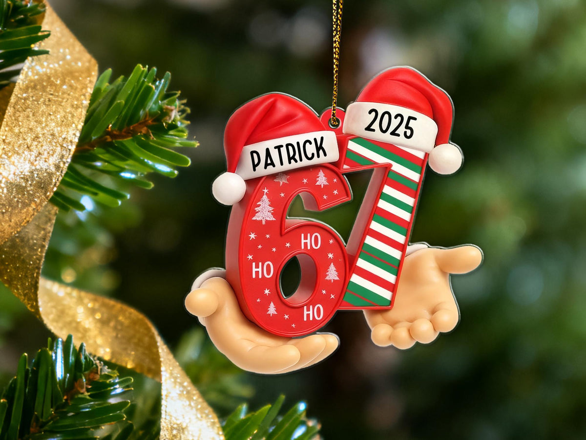 Custom Name 6 7 Meme Acrylic Christmas Tree Ornament