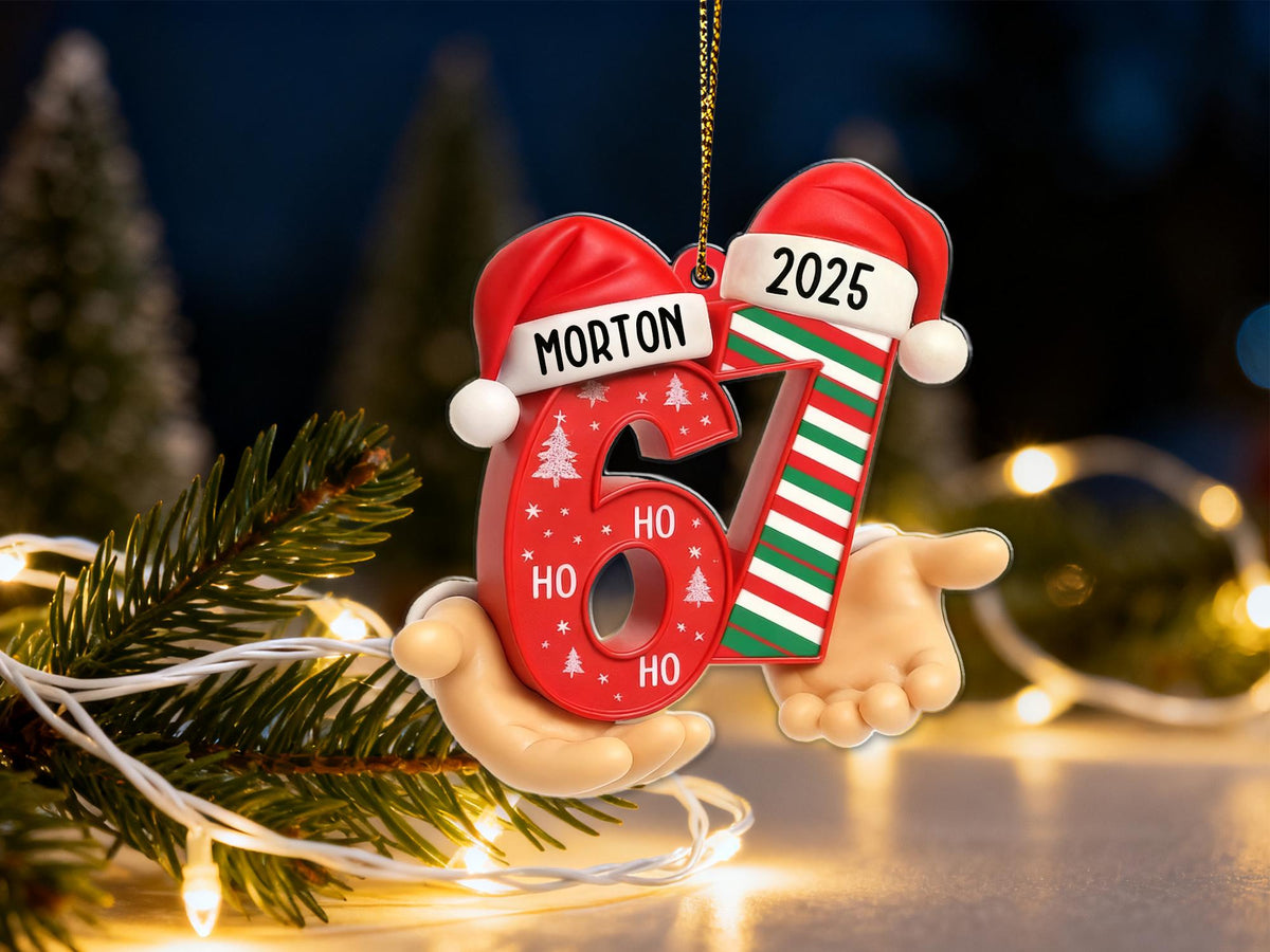 Custom Name 6 7 Meme Acrylic Christmas Tree Ornament