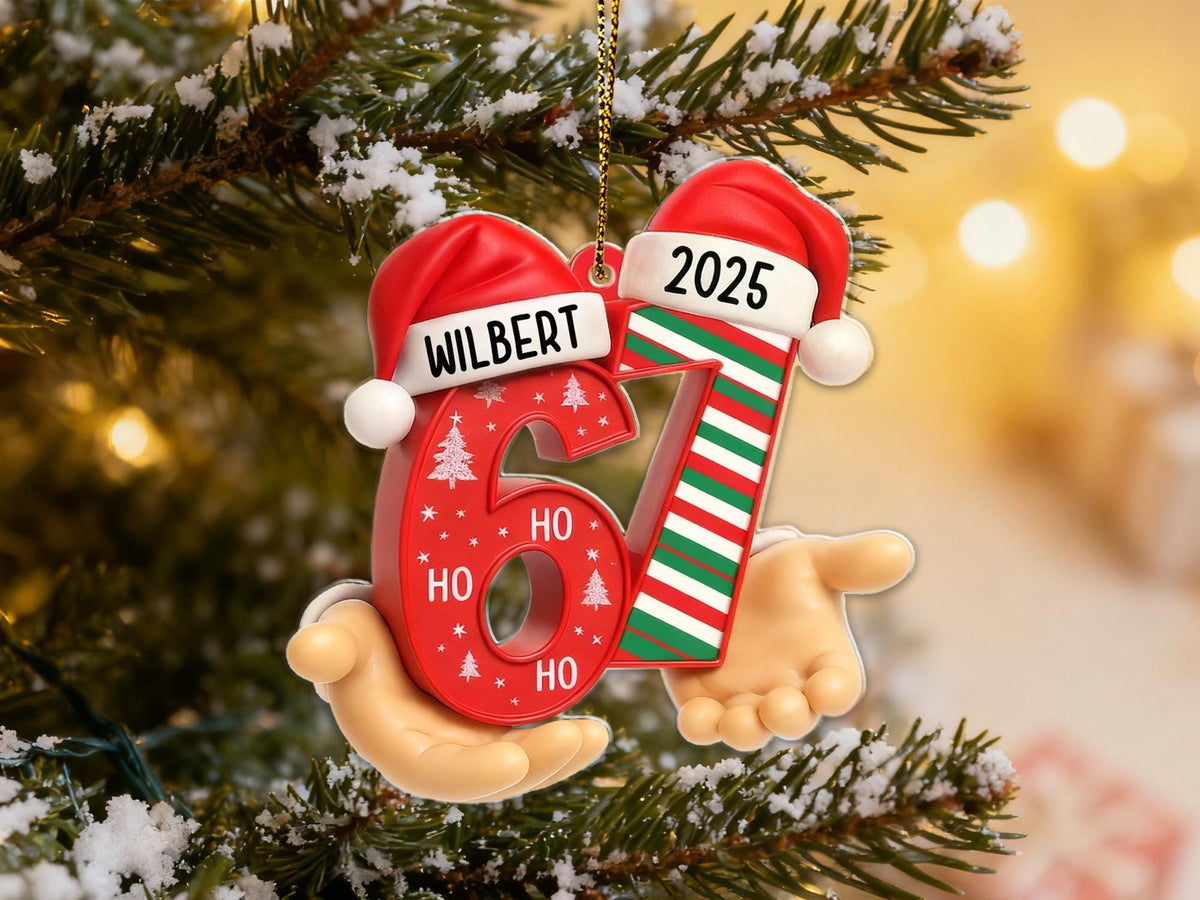 Custom 67 Viral Slang Acrylic Holiday Name Ornament