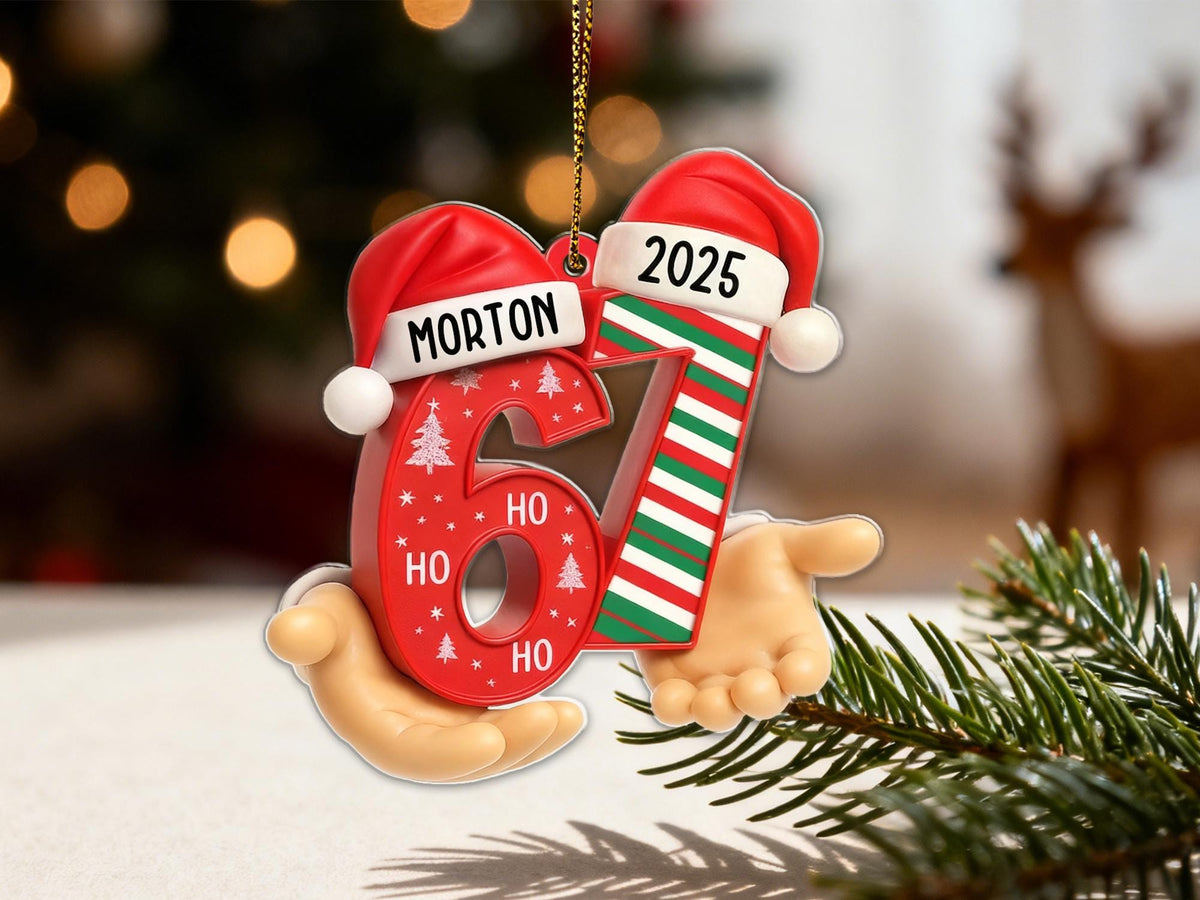 Custom Name 6 7 Meme Acrylic Christmas Tree Ornament