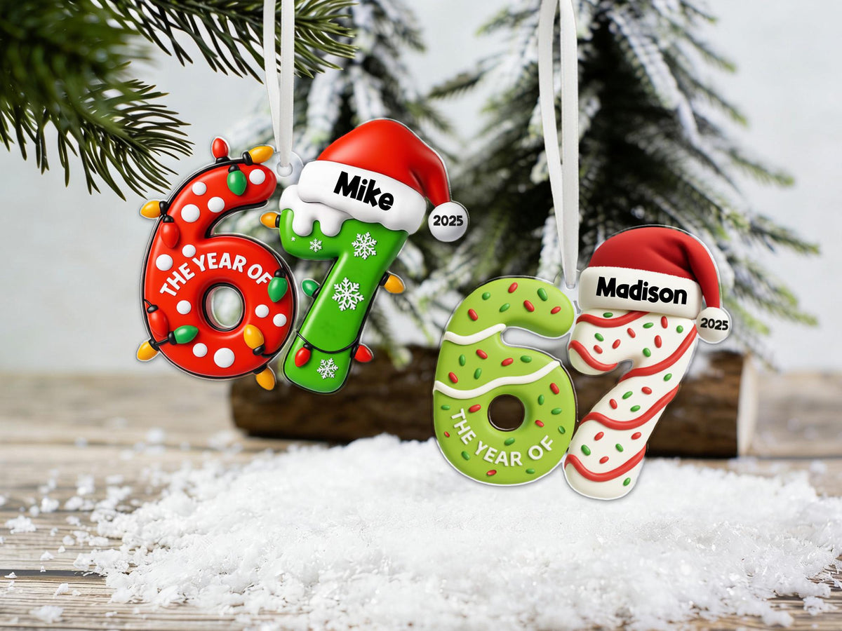Personalized Santa "Six Seven 67" Acrylic Ornament