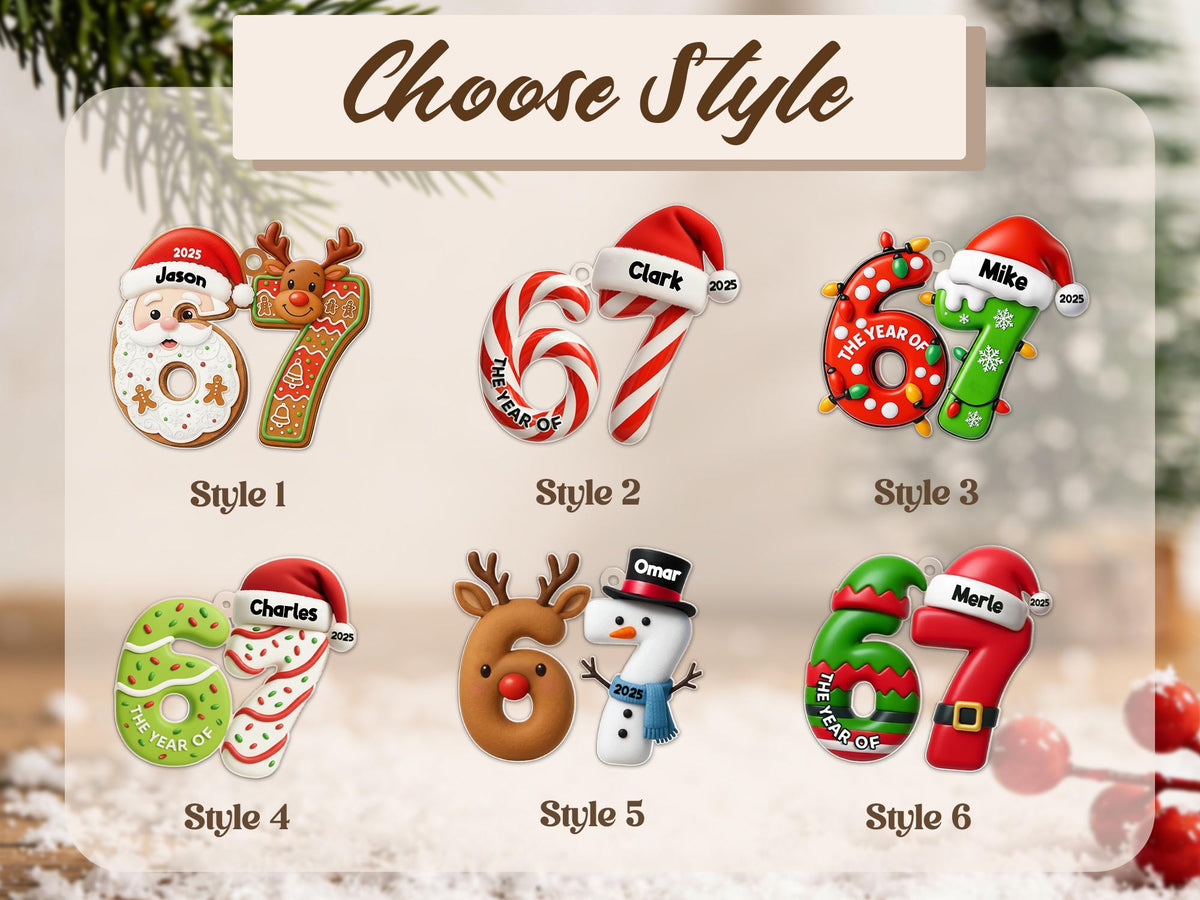 Personalized Santa "Six Seven 67" Acrylic Ornament