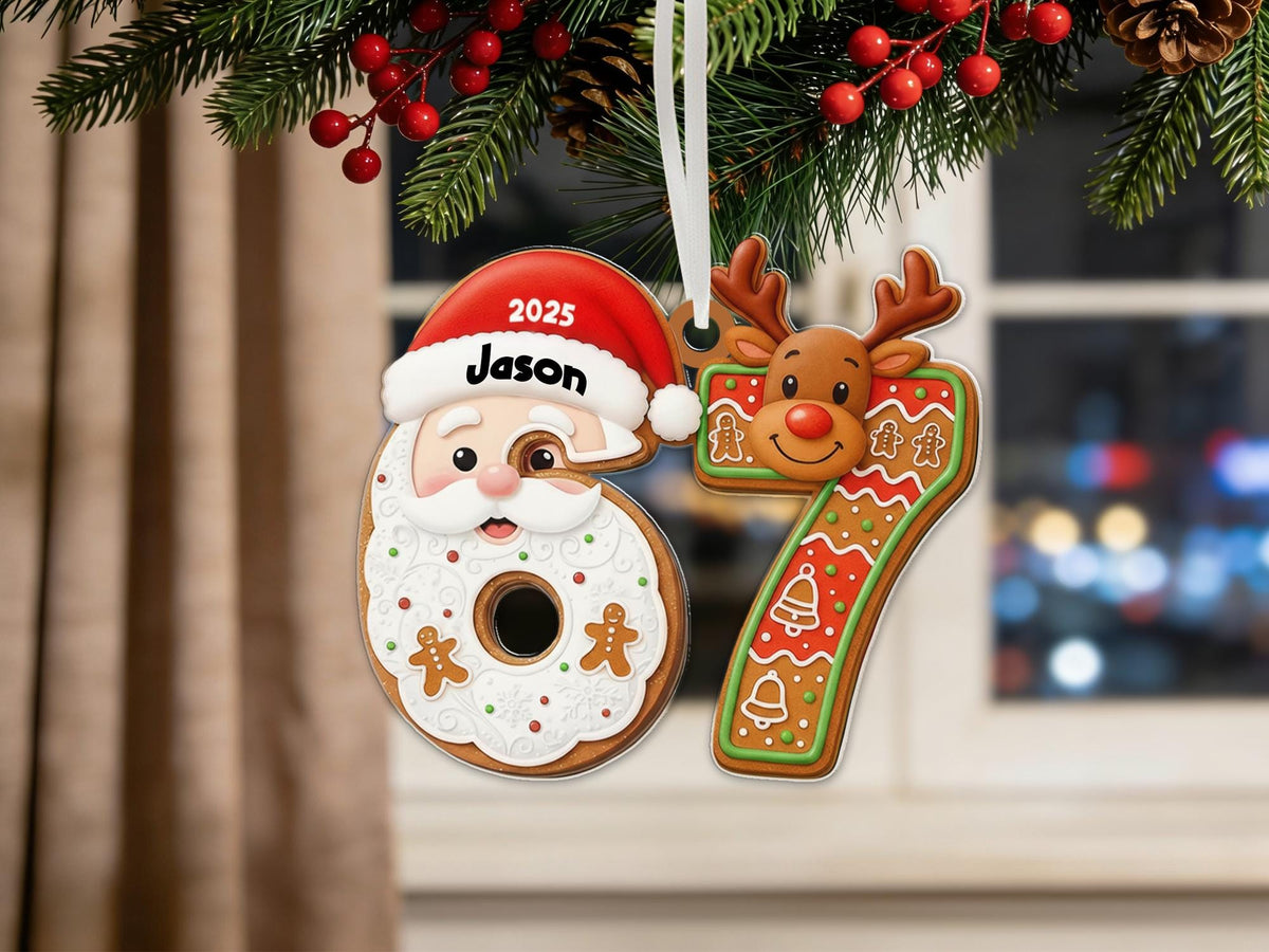 Personalized Santa Hat "Six Seven 67" Acrylic Ornament