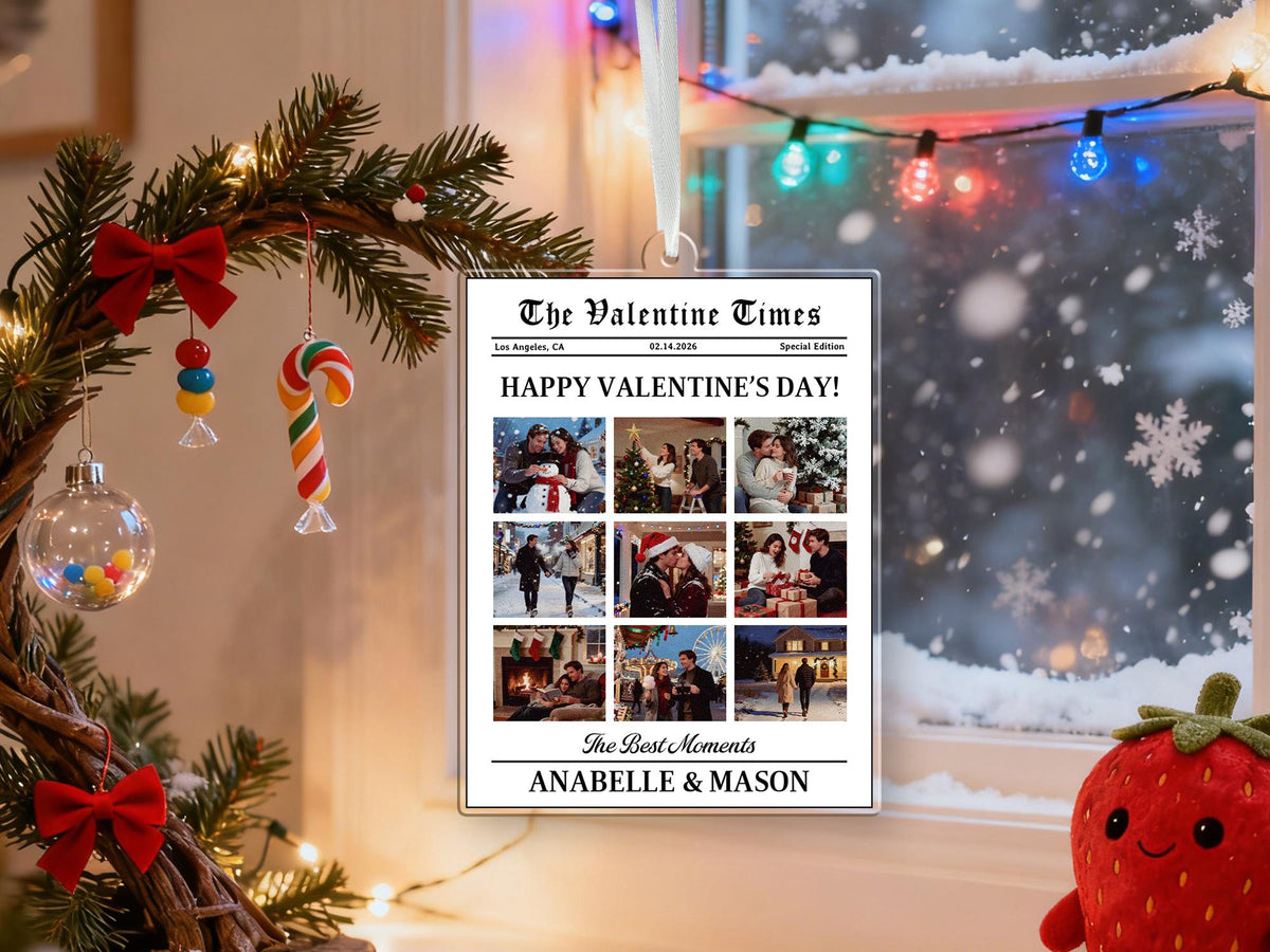 "Best Year Ever" Custom Newspaper Couple Ornament
