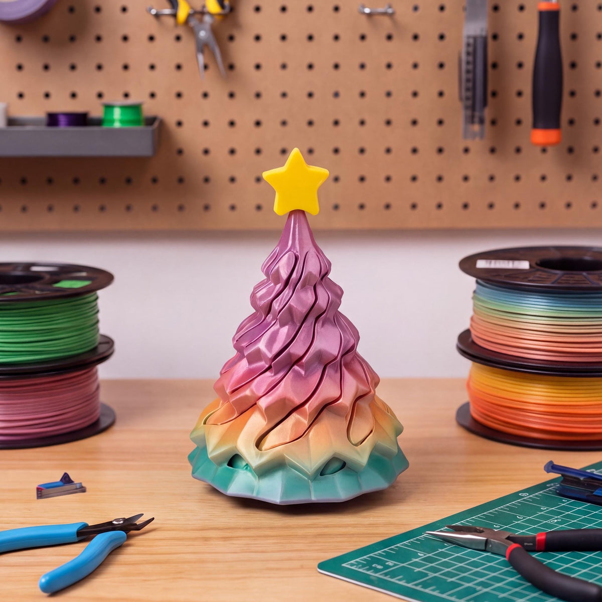 3D Printed Spiral Christmas Tree Kinetic Fidget Toy