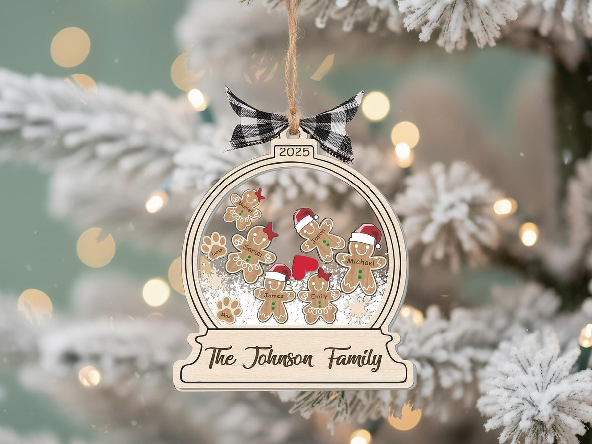 Personalized 4D Gingerbread Family Christmas Ornament