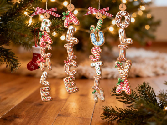 Custom Gingerbread Letter Stocking Tag & Tree Ornament