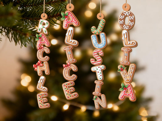Personalized Gingerbread Cookie Initial Letter Ornament