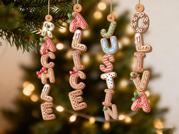 Personalized Gingerbread Cookie Initial Letter Ornament