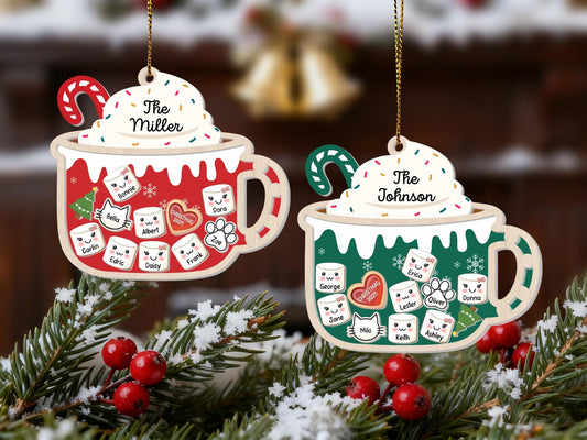 Personalized Marshmallows Family Shaker 4D Ornament