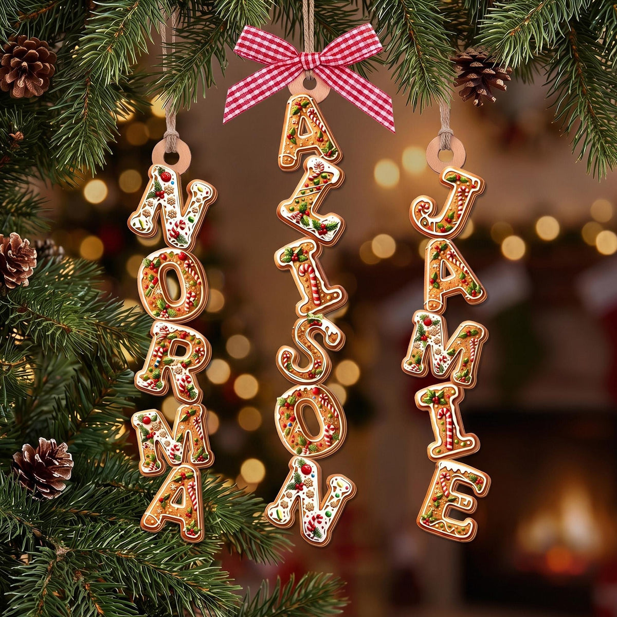 Personalized Gingerbread Name Tag Tree Ornament