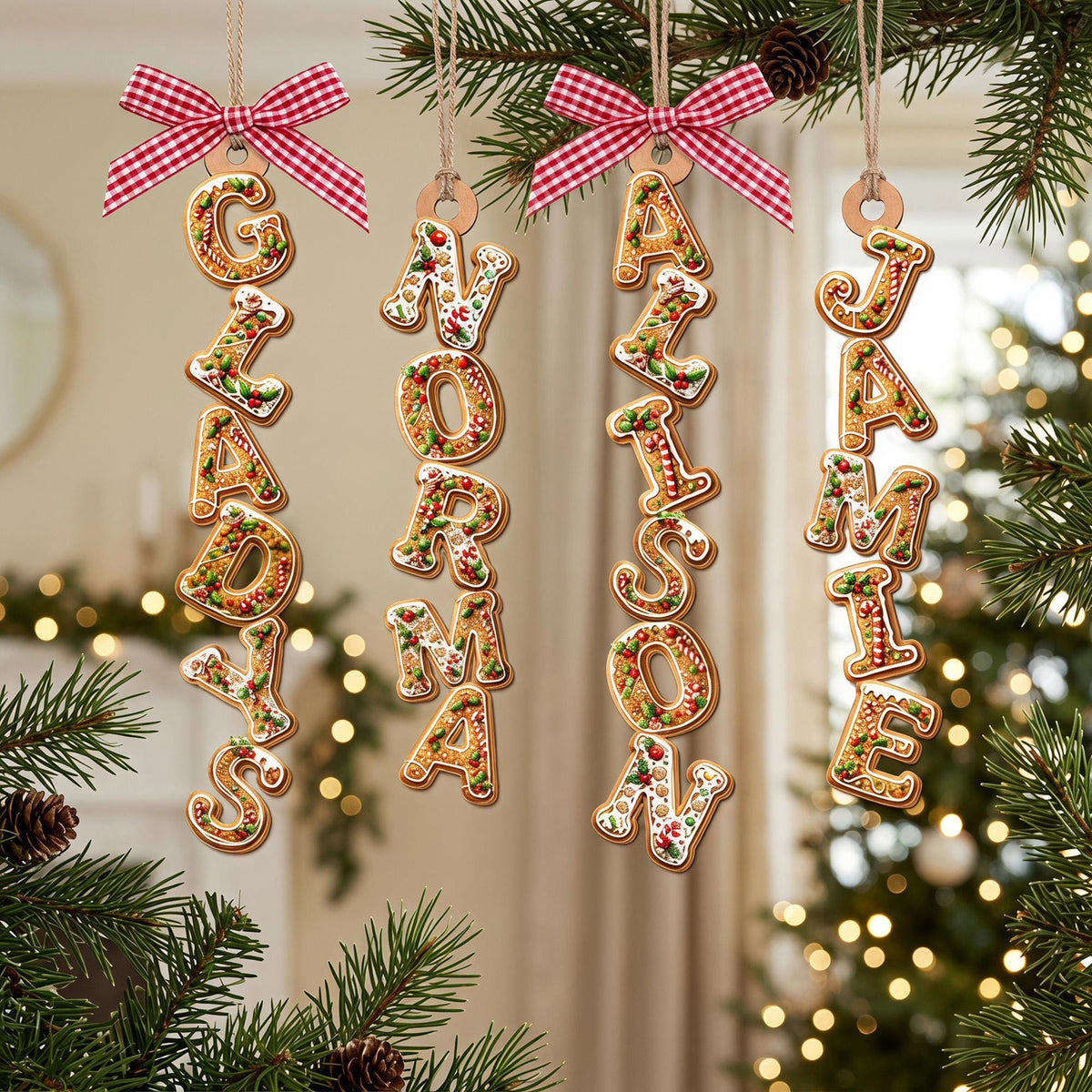 Personalized Gingerbread Name Tag Tree Ornament