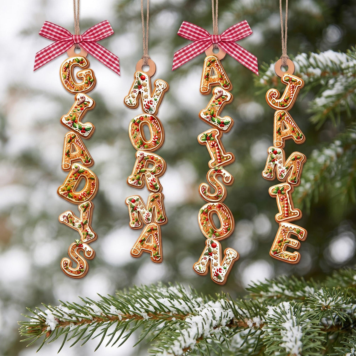 Personalized Gingerbread Name Tag Tree Ornament