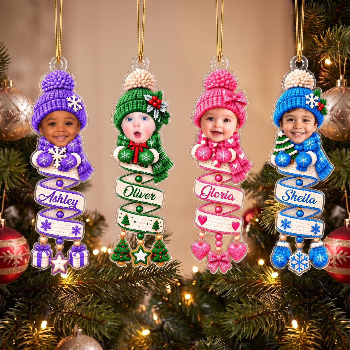 Personalized Snowman Photo Baby Face Ornament