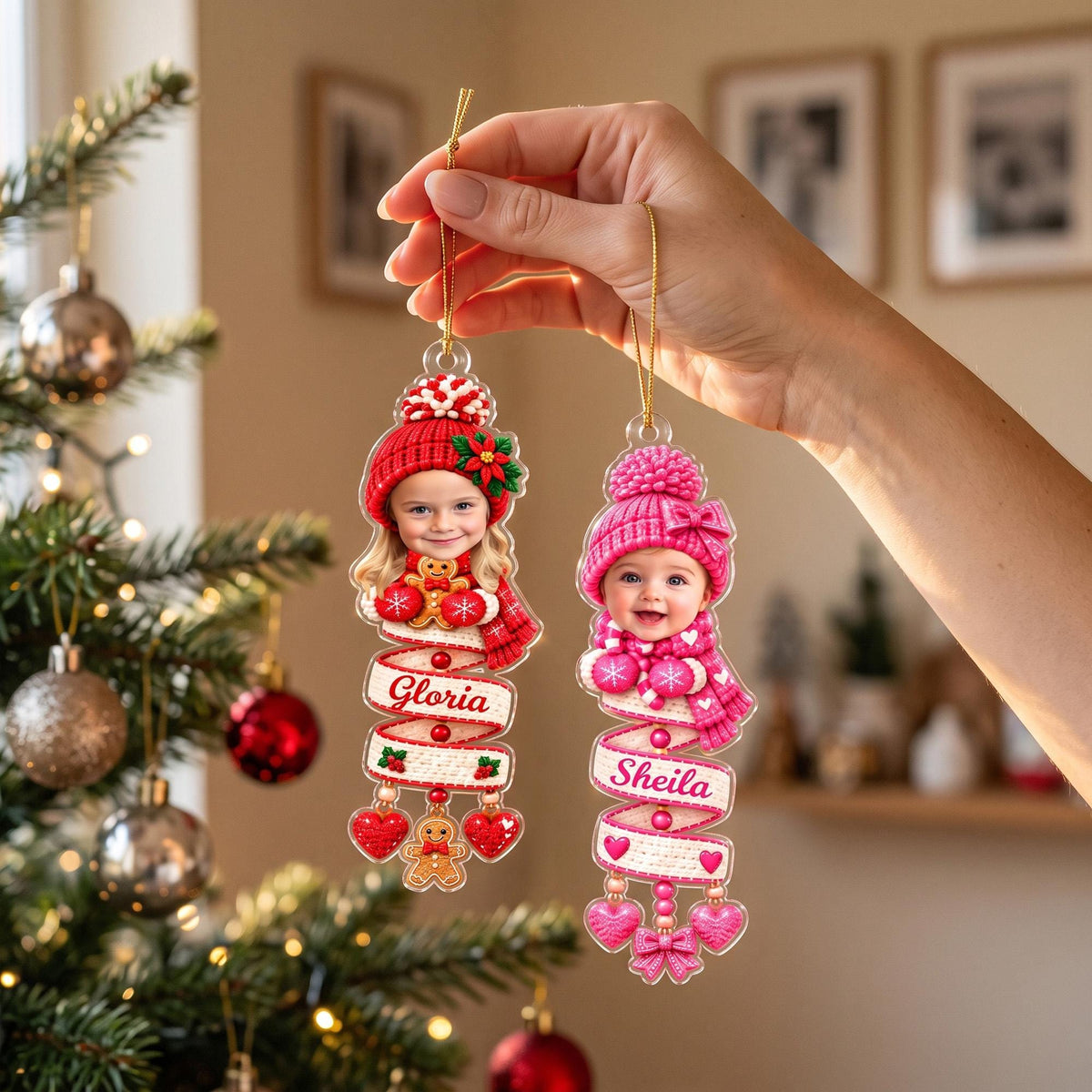 Funny Personalized Kids Photo Snowman Ornament