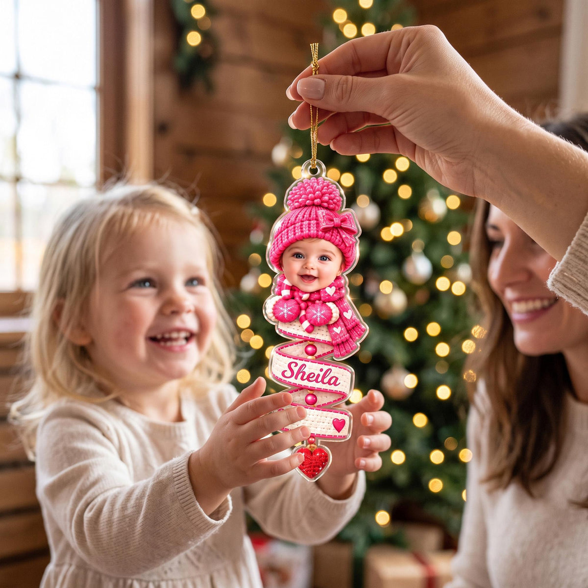 Personalized Snowman Photo Baby Face Ornament